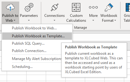 Publish as template menu option