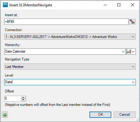 XLCubed ribbon showing location of XL3MemberNavigate formula wizard